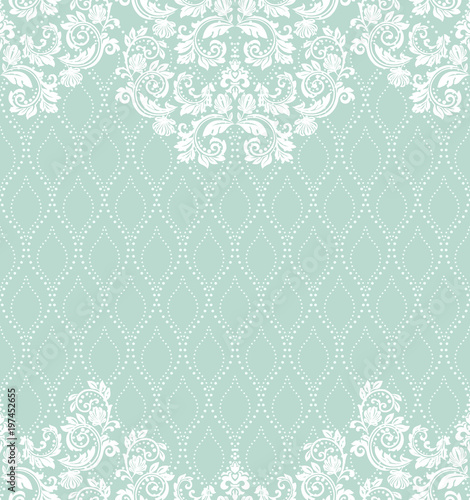 Vector lace pattern in Eastern style on scroll work background.