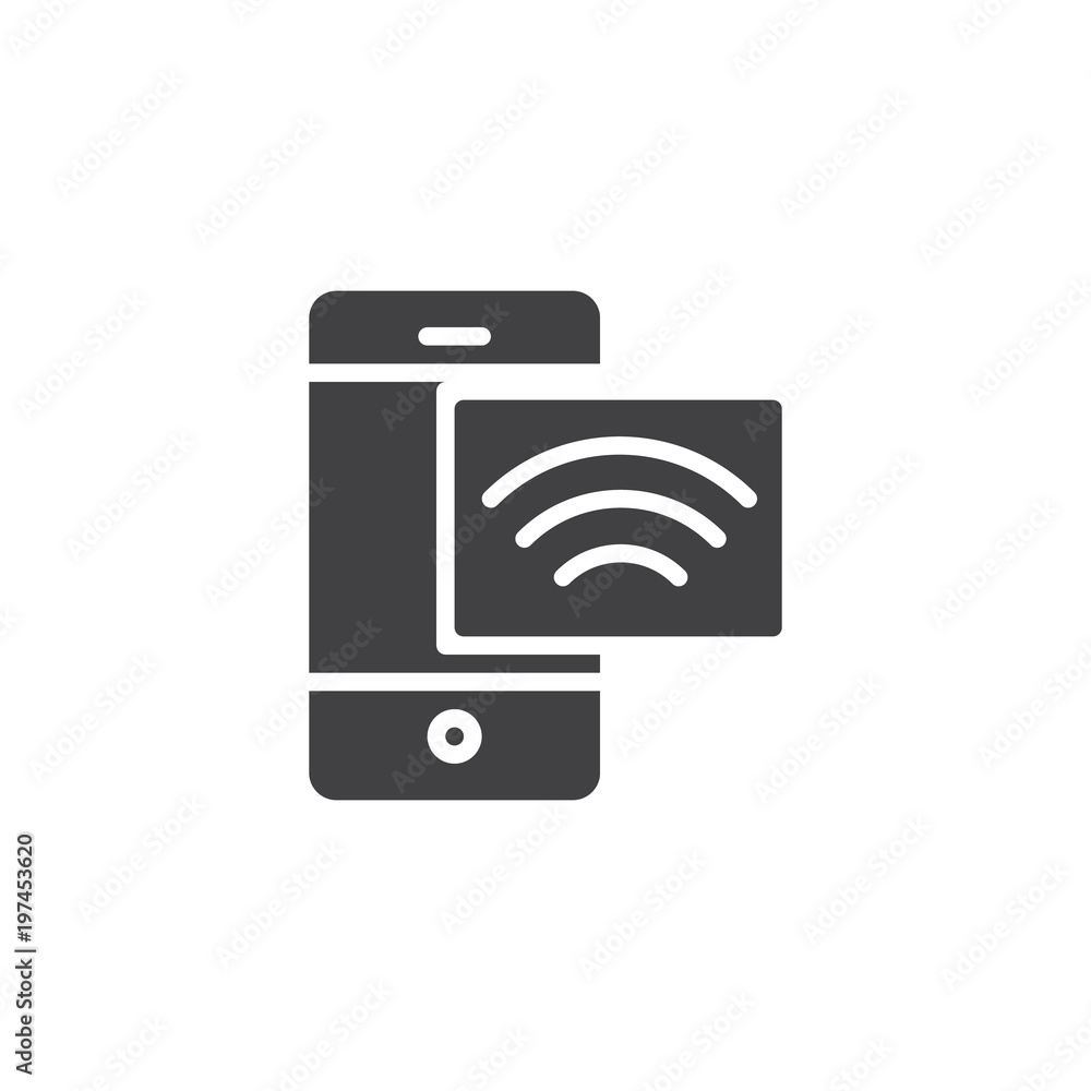 Mobile phone and wireless network vector icon. filled flat sign for mobile concept and web design. Wireless technology solid icon. Symbol, logo illustration. Pixel perfect vector graphics Mobile phone and wireless network vector icon. filled flat sign for mobile concept and web design. Wireless technology solid icon. Symbol, logo illustration. Pixel perfect vector graphics