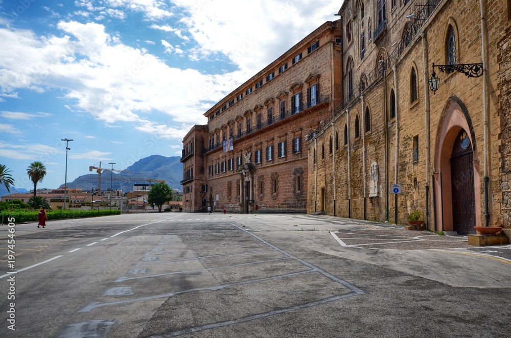 Palermo, Italy, Sicily August 24 2015. Palazzo dei Normanni, is the seat of the regional council and the presidency of the region.