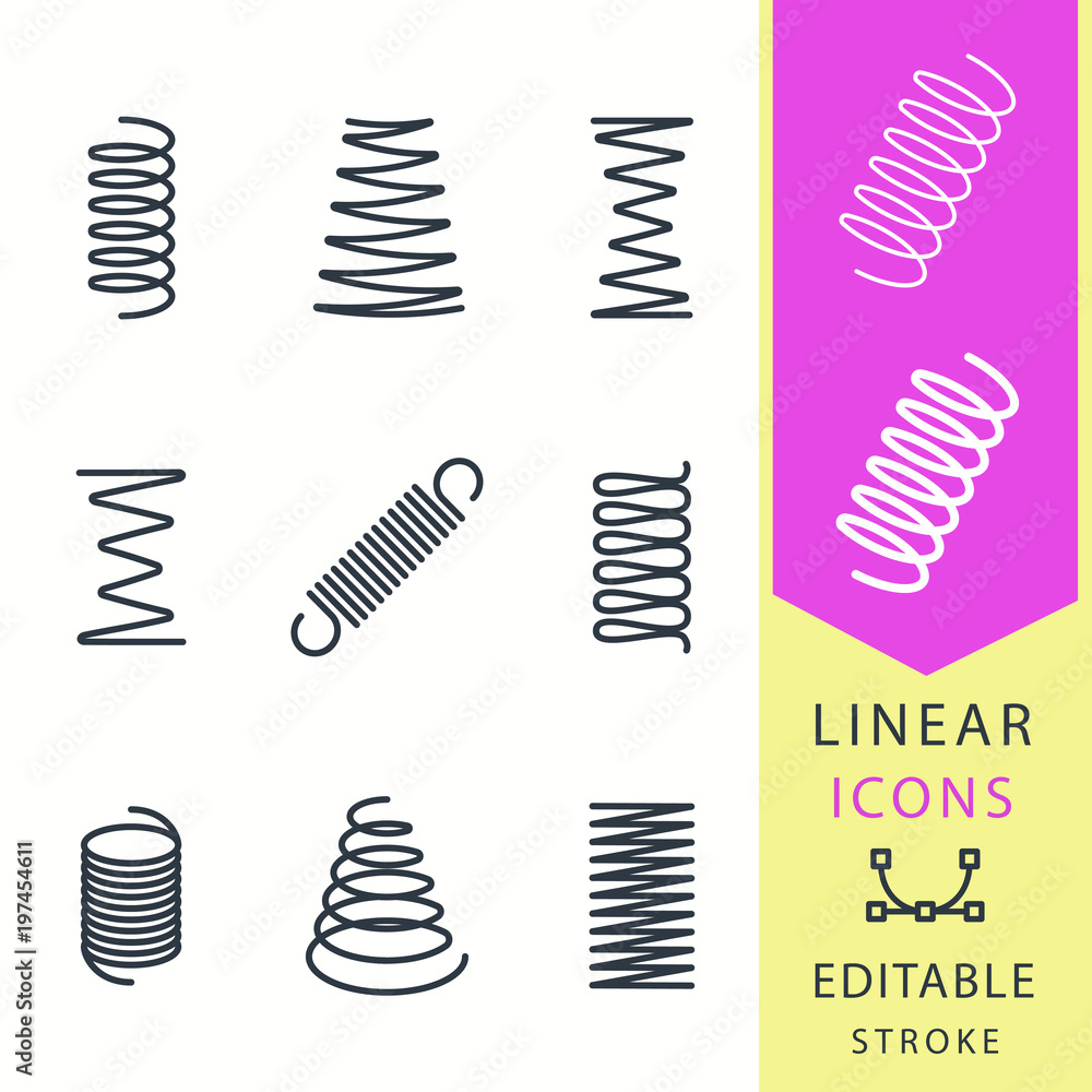 Spring - line vector icon set. Editable stroke. Spring - line vector icon set. Editable stroke.
