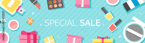 Horizontal shopping banners with cosmetics