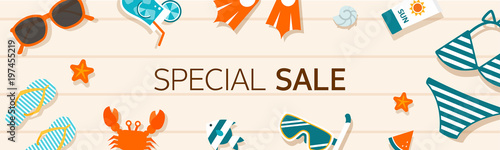 Horizontal shopping banners with summer holiday