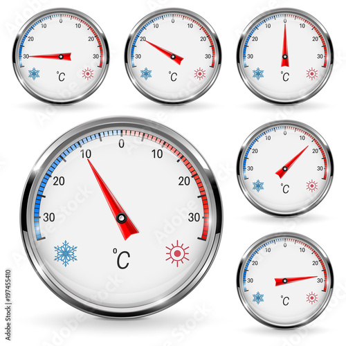 Thermometers. Round gauge with chrome frame