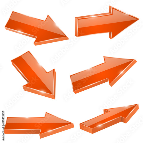 Arrows. Orange straight shiny 3d icons