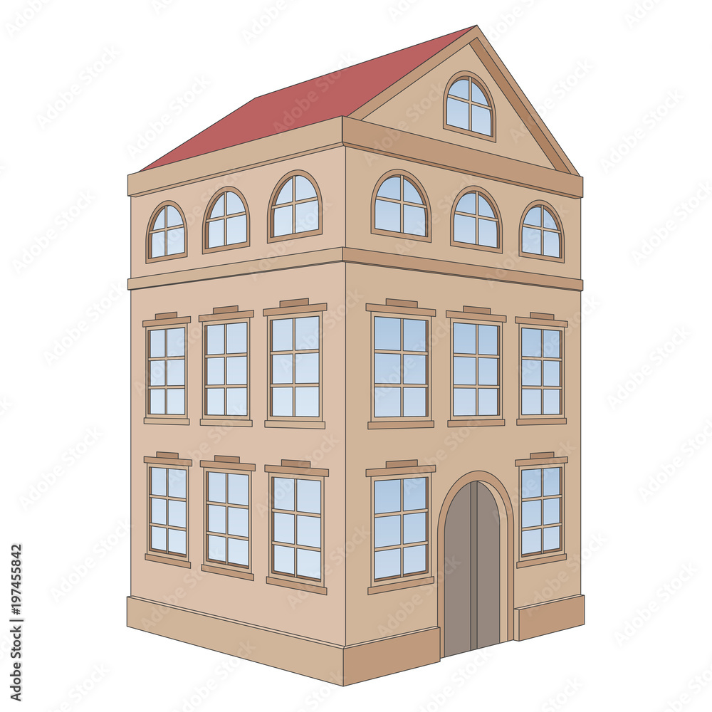 Fototapeta premium Building. Residential house, 3 floors