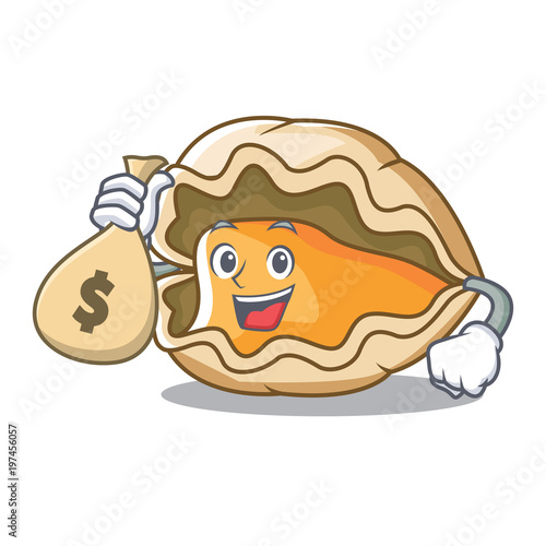 With money bag oyster character cartoon style