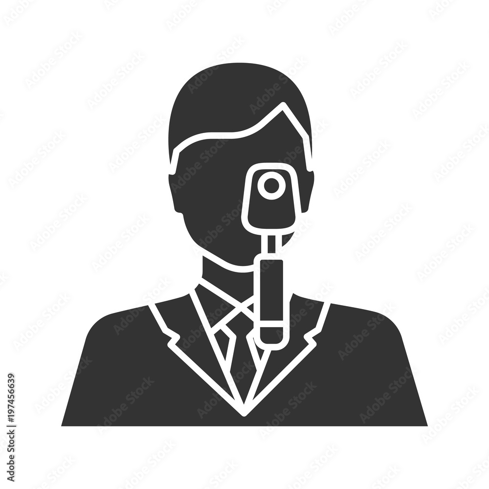 Doctor with ophthalmoscope glyph icon