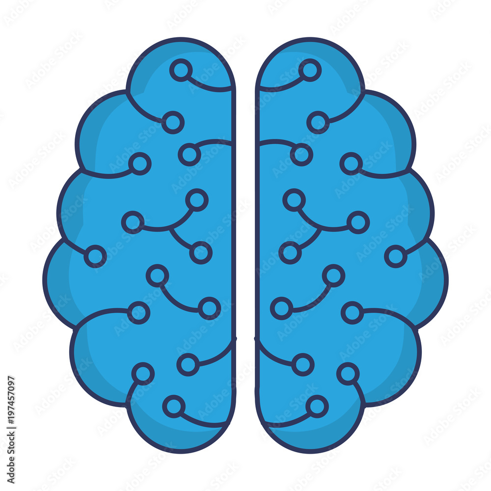 brain icon over white background, blue shading design. vector illustration brain icon over white background, blue shading design. vector illustration