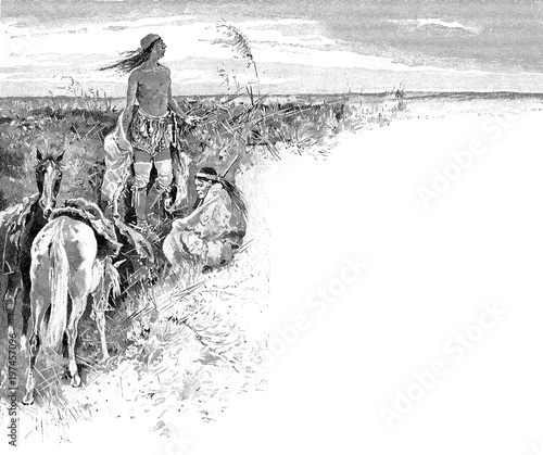 Dekoracja na wymiar  zwei-indianer-mit-ihren-pferden-in-argentinien-in-der-pampas