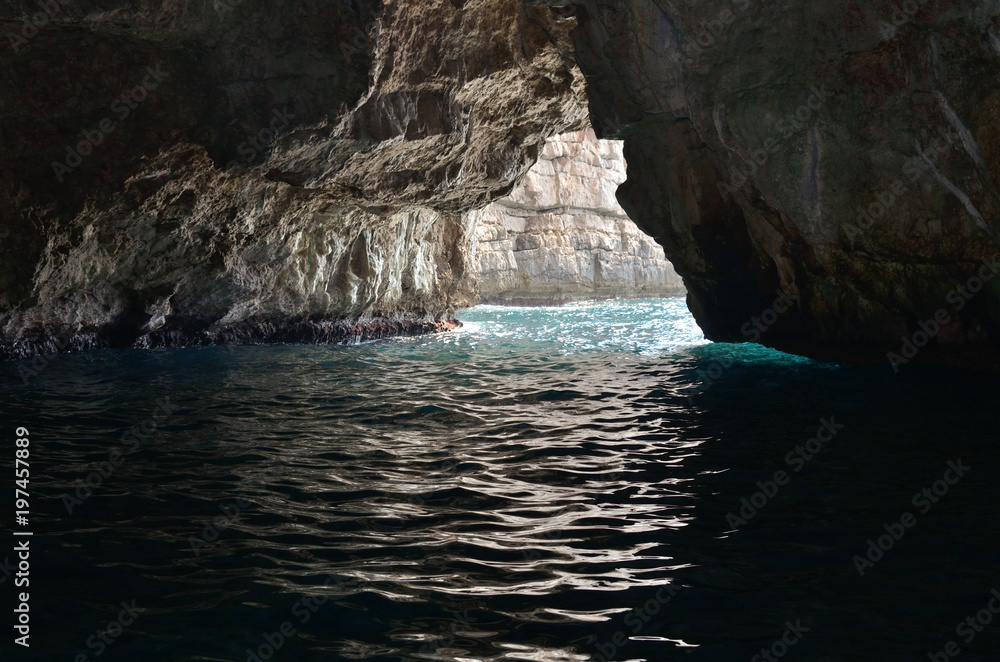 Mouth of the Blue cave in the Adriatic sea in Kotor Bay, Montenegro