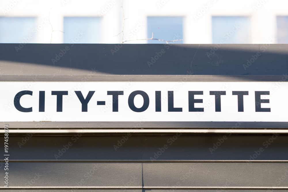 Sign of public portable city toilette Sign of public portable city toilette