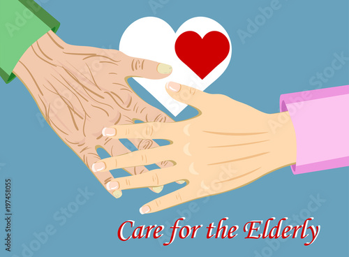 Two types of hand old and young shaking, vector illustration isolated
