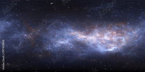 Fototapeta Naklejka Na Ścianę i Meble -  360 degree space nebula panorama, equirectangular projection, environment map. HDRI spherical panorama. Space background with nebula and stars.
