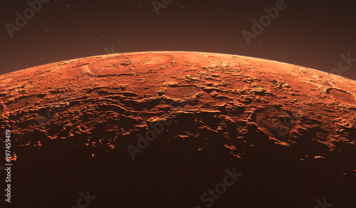 Fototapeta Naklejka Na Ścianę i Meble -  Mars - the red planet. Martian surface and dust in the atmosphere.