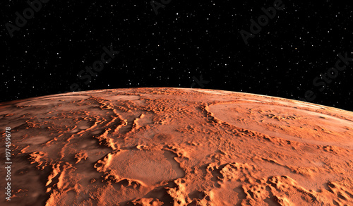 Fototapeta Naklejka Na Ścianę i Meble -  Mars - the red planet. Martian surface and dust in the atmosphere.