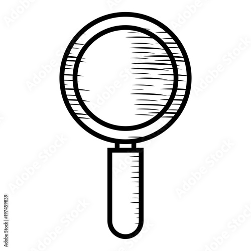 sketch of magnifying glass icon over white background, vector illustration