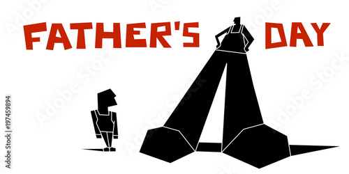 Big father and little son. Silhouette. poster for fathers Day.