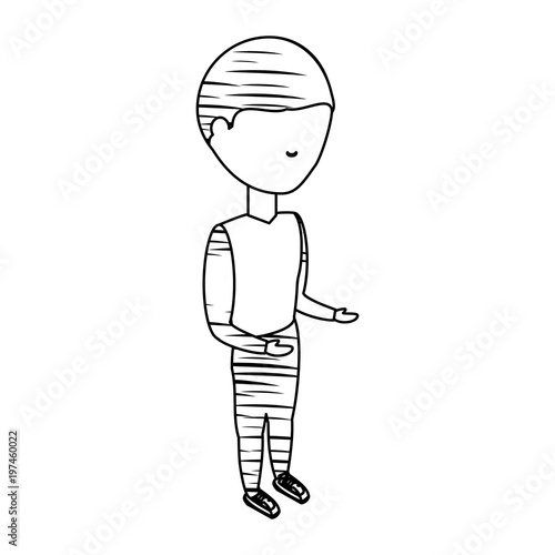 sketch of avatar man wearing sport clothes icon over white background vector illustration