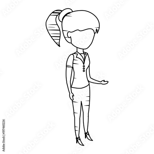 avatar businesswoman standing over white background, vector illustration