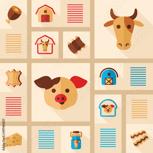 Farm animal icons vector set