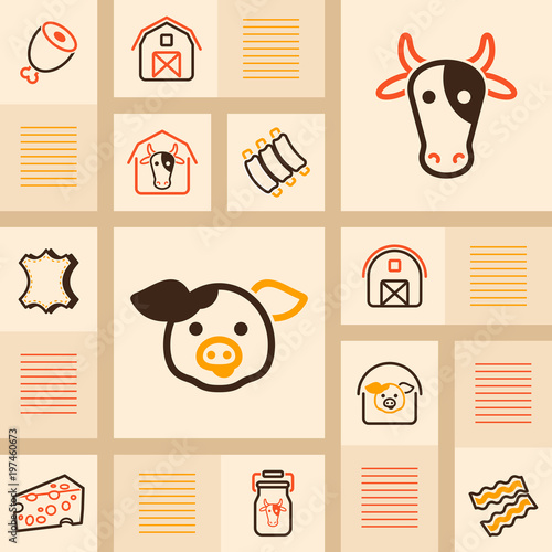 Farm animal icons vector set