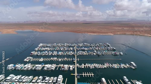 Aerial view of docks in Wahweap Bay  photo