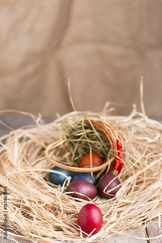 Colorful eastern eggs. Copy space. Selective focus Colorful eastern eggs. Copy space. Selective focus