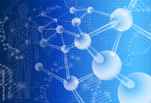 abstract background technology concept in blue light,human body heal, tests analysis clone defective DNA  human,global international medical and technology modern medical science in future