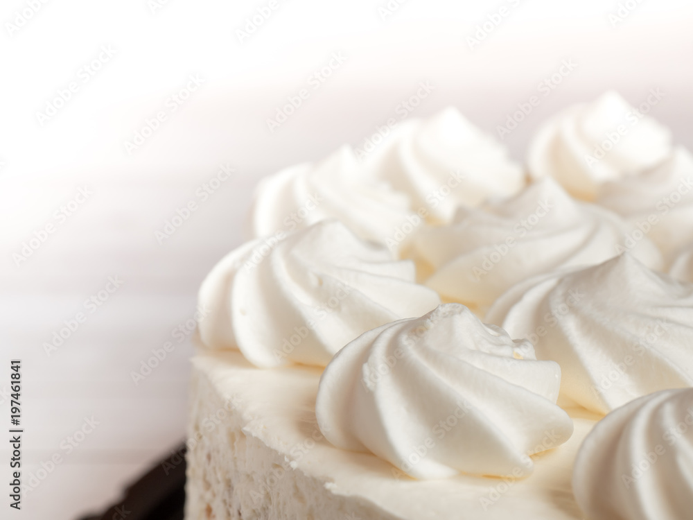 Delicious light ice cream cake with roses cream Background Delicious light ice cream cake with roses cream Background