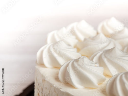 Delicious light ice cream cake with roses cream Background