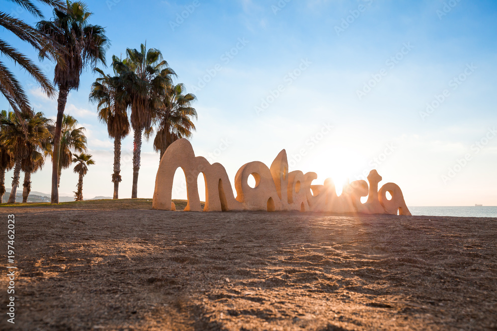 La Malagueta public beach (Playa de La Malagueta) at sunrise
