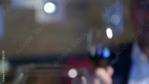 Wallpaper Mural Man and woman in a restaurant. Wine tasting, glasses and cheers Torontodigital.ca