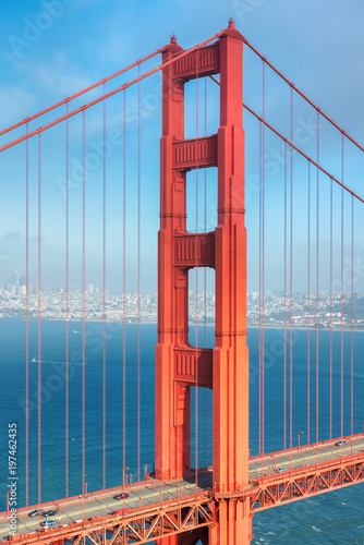 Golden Gate Bridge at sunset in San Francisco, California. 