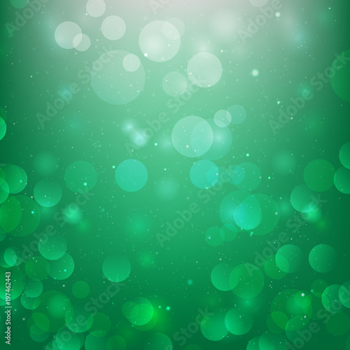 Abstract bokeh on green background. 