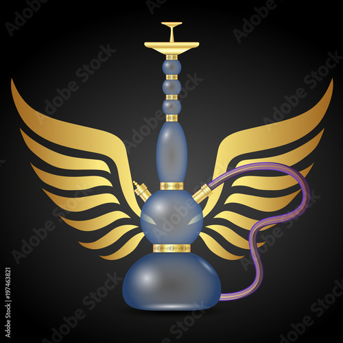 Hookah for smoking and wings vector