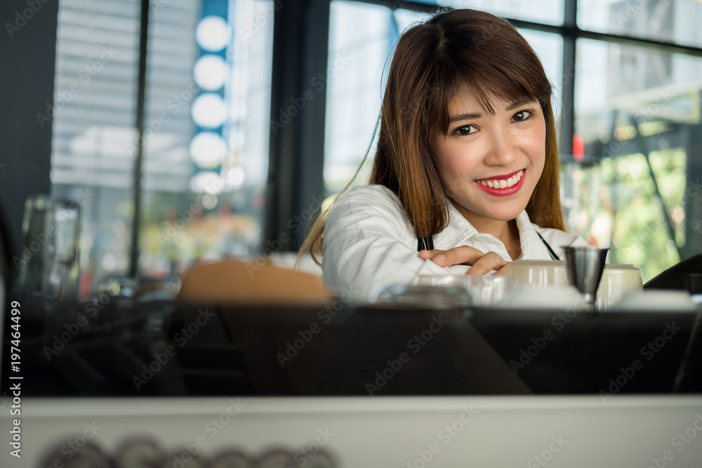 business owner standing in front of the coffee shop with a smile, owners business business owner standing in front of the coffee shop with a smile, owners business