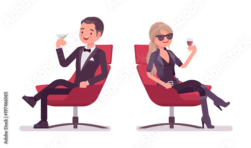 Secret agent gentleman and lady spy of intelligence service relaxing