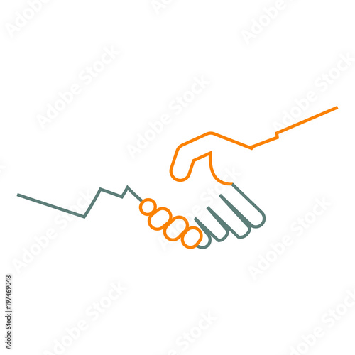 Logotipo manos unidas lineal en gris y naranja