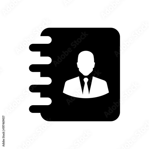 Icono plano agenda de hombre de negocios en color negro