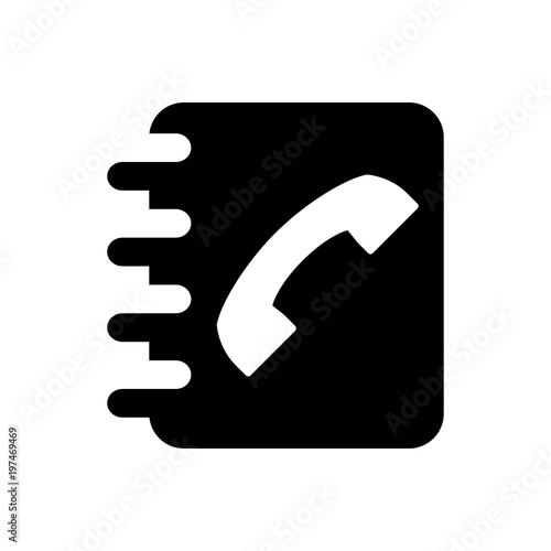 Icono plano agenda de teléfonos en color negro