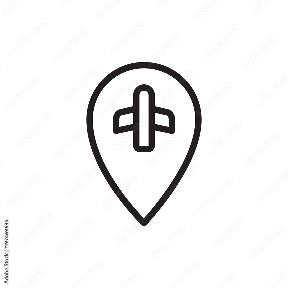airport location outlined vector icon. Modern simple isolated sign. Pixel perfect vector illustration for logo, website, mobile app and other designs airport location outlined vector icon. Modern simple isolated sign. Pixel perfect vector illustration for logo, website, mobile app and other designs