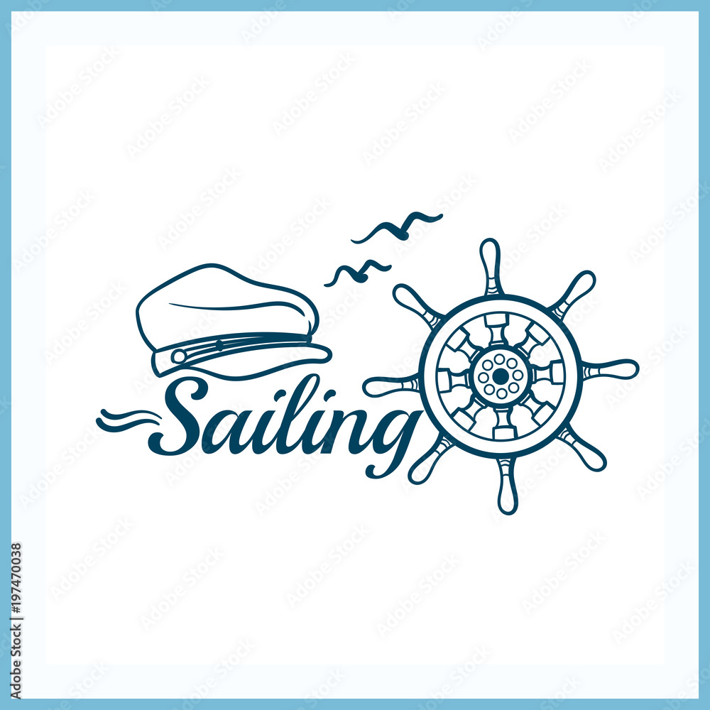 Fototapeta premium Sailing Badge With Handwheel