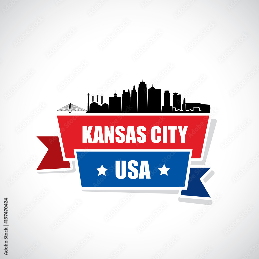 Kansas City skyline - Missouri - ribbon banner Kansas City skyline - Missouri - ribbon banner