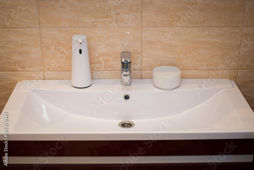 Soap liquid white modern bathroom