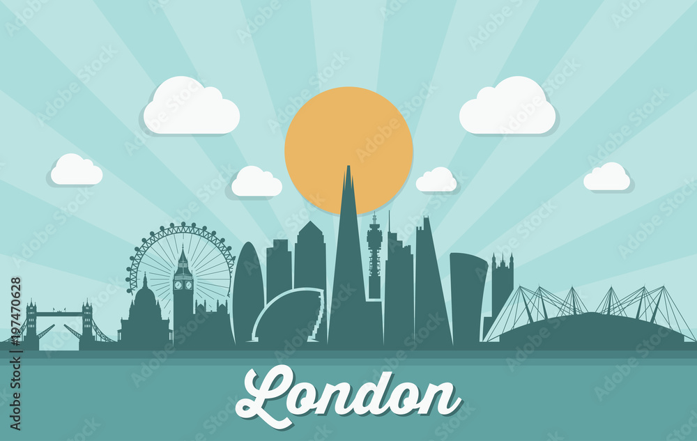 London skyline - flat design
