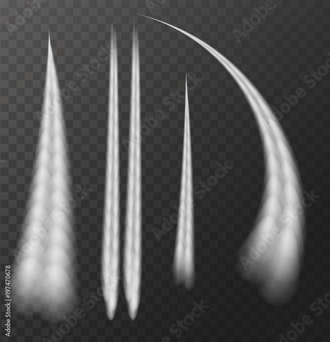 Airplane condensation trail Isolated on transparent background.