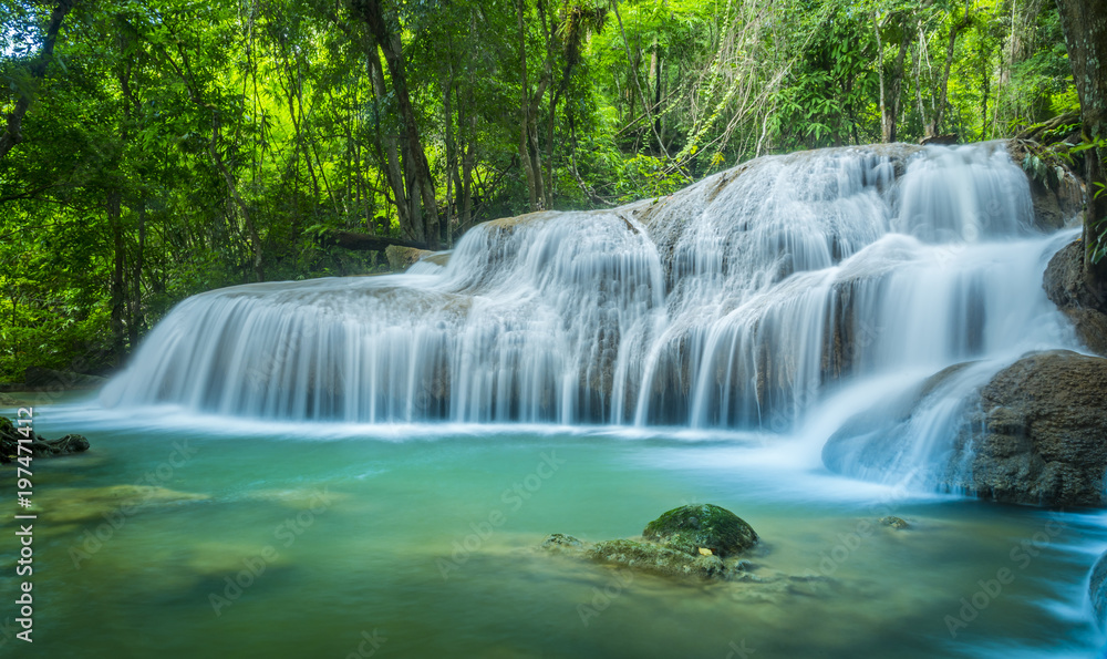 The Beautiful water fall Huay Mae Kamin in Kanjanaburi,Thailand