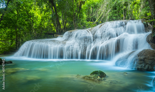 The Beautiful water fall Huay Mae Kamin in Kanjanaburi Thailand