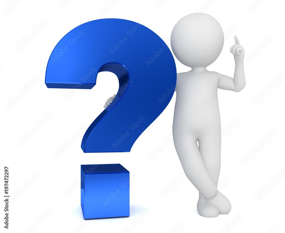 teacher coach professor pointing up explain answering pose with blue question mark 3d isolated on white teacher coach professor pointing up explain answering pose with blue question mark 3d isolated on white