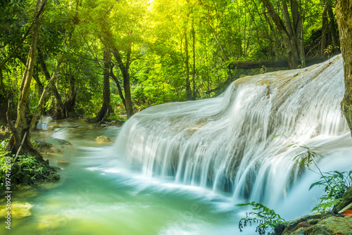 The Beautiful water fall Huay Mae Kamin in Kanjanaburi Thailand